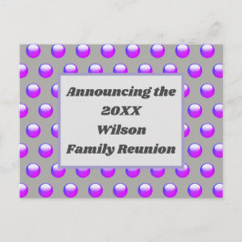 Family Reunion Blue Paars Polka Dot Invitation Briefkaart