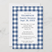 Family Reunion Blue White Buffalo Check Party Kaart (Voorkant)