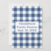 Family Reunion Blue White Buffalo Check Party Kaart (Achterkant)