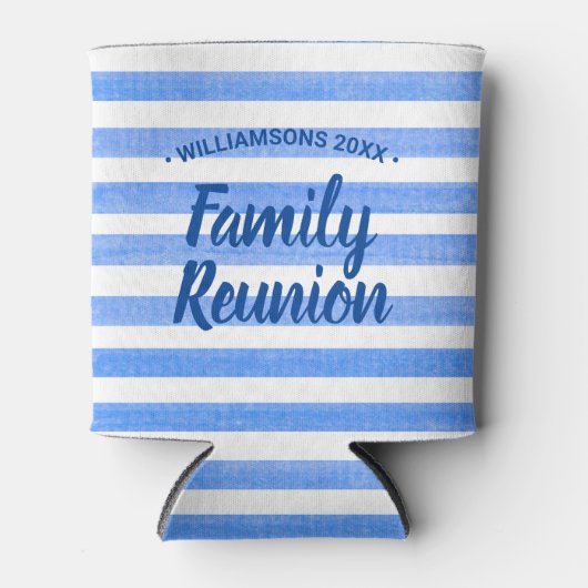 Family Reunion Blue White Stripe Blikjeskoeler (Voorkant)