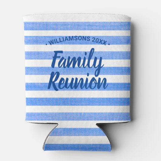 Family Reunion Blue White Stripe Blikjeskoeler (Achterkant)