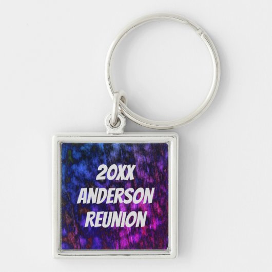 Family Reunion Bright Neon Blue Paars Keepomwille Sleutelhanger (Voorkant)