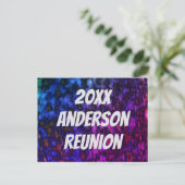Family Reunion Bright Neon Marged Invitation Briefkaart (Staand voorkant)