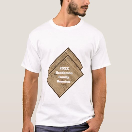 Family Reunion Brown Woodgrain Outdoor Event T-shirt (Voorkant)