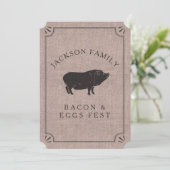 Family Reunion Brunch Rustic Boerderij  Pig Kaart (Staand voorkant)