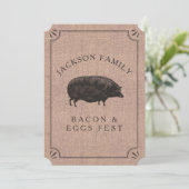 Family Reunion Brunch Rustic Boerderij  Pig Kaart (Staand voorkant)