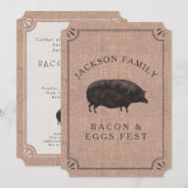 Family Reunion Brunch Rustic Boerderij  Pig Kaart (Voorkant / Achterkant)