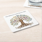 Family Reunion Coaster – Symbolic Family Tree Kartonnen Onderzetters (Schuin)