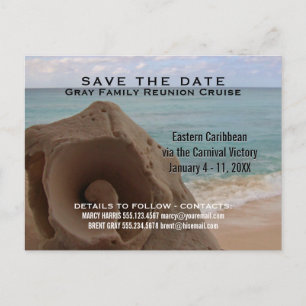Family Reunion Cruise   Het strand van Date opslaa Aankondigingskaart