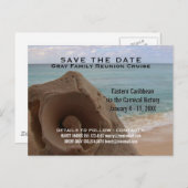 Family Reunion Cruise | Het strand van Date opslaa Aankondigingskaart (Voorkant / Achterkant)