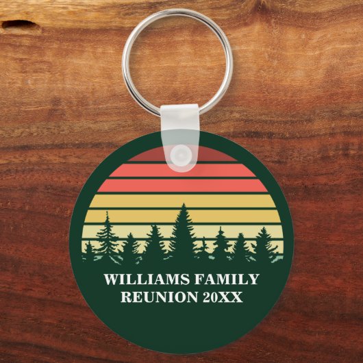 Family Reunion Custom Forest Camping Trip Sunset Sleutelhanger (Achterkant)