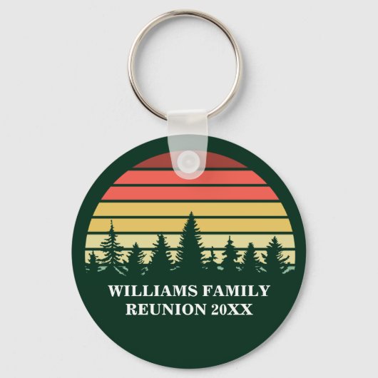Family Reunion Custom Forest Camping Trip Sunset Sleutelhanger (Achterkant)