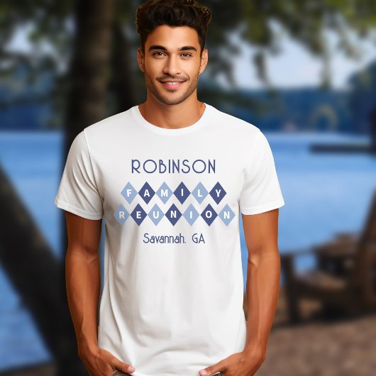 Family Reunion Custom Names Datum Locatie Blauw Pl T-shirt