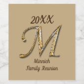 Family Reunion Elegant Gold Letter M Monogram Wijn Etiket (Enkel label)