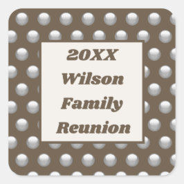Family Reunion Elegant Silver Polka Dot Patroon Vierkante Sticker