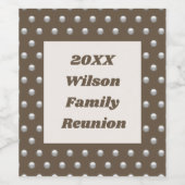 Family Reunion Elegant Silver Polka Dot Patroon Wijn Etiket (Enkel label)