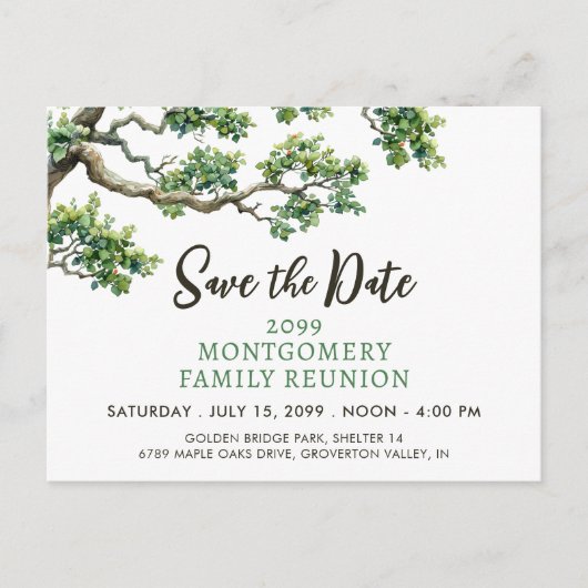 Family Reunion Family Tree Branch Sla de datum op Aankondigingskaart (Voorkant)