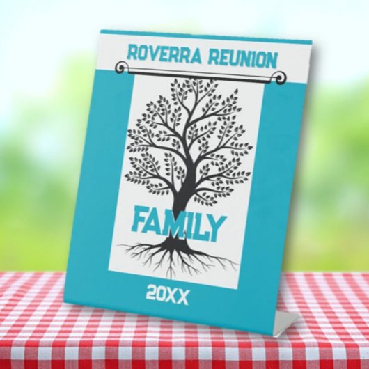 Family Reunion Fun!!  Custom Reunion  Reclamebord Met Voetstuk