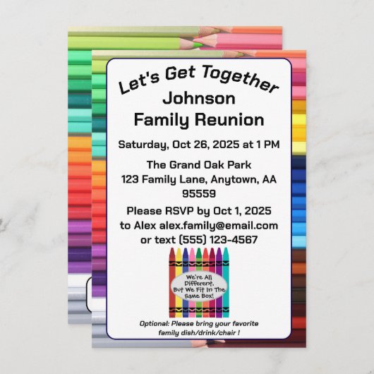 Family Reunion Fun Invitation Enclosure Card Informatiekaartje (Voorkant / Achterkant)