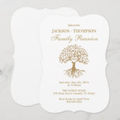Family Reunion gold and white Invitation Kaart (Voorkant / Achterkant)