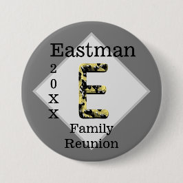 Family Reunion Gold Black Letter E Monogram Ronde Button 7,6 Cm