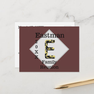 Family Reunion Gold Black Monogram E Uitnodiging