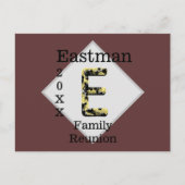 Family Reunion Gold Black Monogram E Uitnodiging (Voorkant)