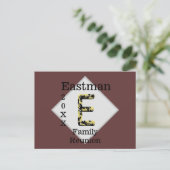 Family Reunion Gold Black Monogram E Uitnodiging (Staand voorkant)