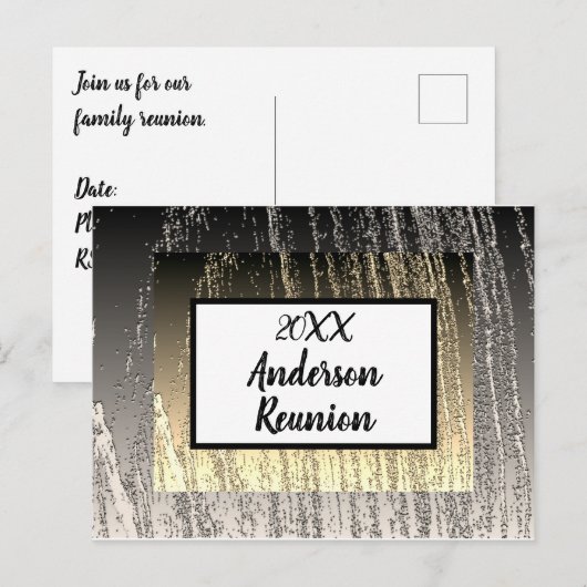 Family Reunion Gold en Silver Stripes Invitation Briefkaart (Voorkant / Achterkant)