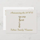 Family Reunion Gold Letter F Monogram Uitnodiging (Voorkant / Achterkant)