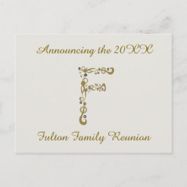 Family Reunion Gold Letter F Monogram Uitnodiging