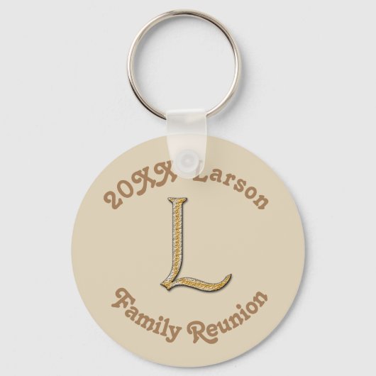 Family Reunion Gold Letter L Monogram Keepomwille Sleutelhanger (Voorkant)