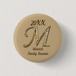 Family Reunion Gold Letter M Monogram Keepomwille Ronde Button 3,2 Cm