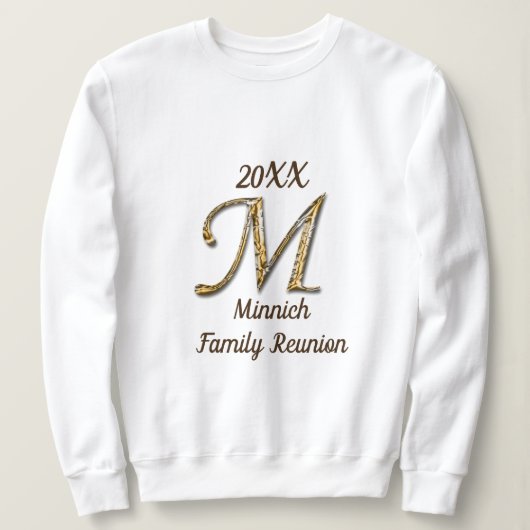 Family Reunion Gold Letter M Monogram Keepomwille Trui (Design voorkant)