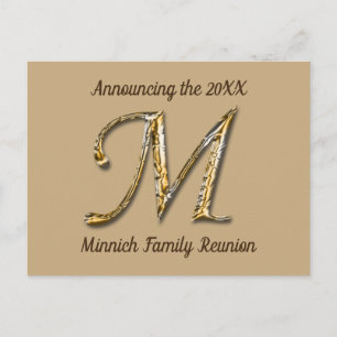 Family Reunion Gold Letter M Monogram Uitnodiging