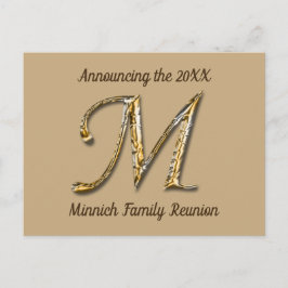 Family Reunion Gold Letter M Monogram Uitnodiging