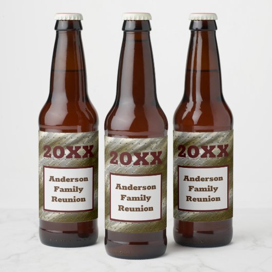 Family Reunion Gold Silve Stripe Abstract Keepomwi Bier Etiket (Flessen)