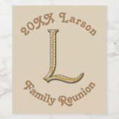 Family Reunion Gold Silver Letter L Monogram Wijn Etiket (Enkel label)