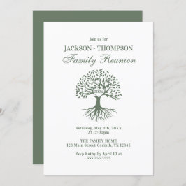 Family Reunion Green and white Invitation Kaart