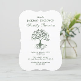 Family Reunion Green and white Invitation Kaart