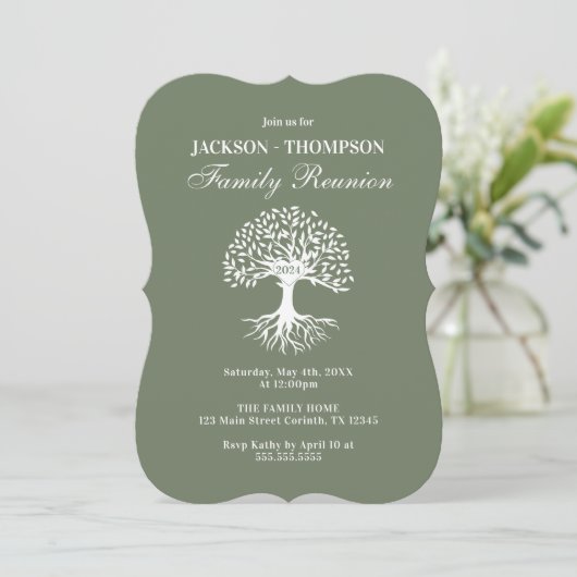 Family Reunion green Invitation Kaart (Staand voorkant)