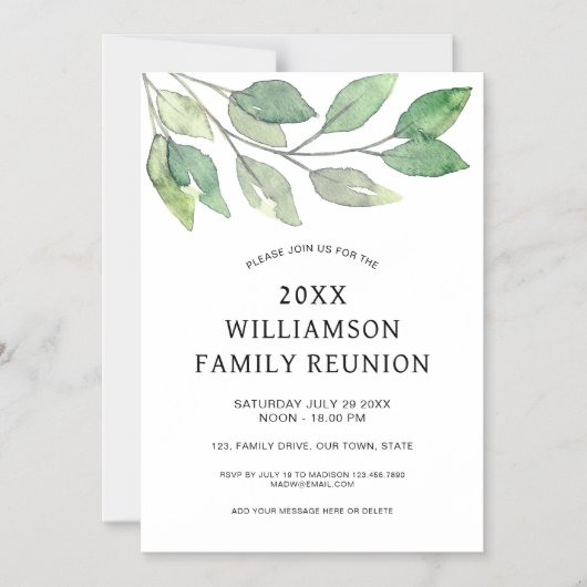 Family Reunion Green Magnetic Invitation Kaart Magnetische Uitnodiging (Voorkant)