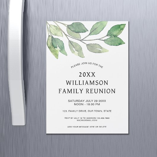 Family Reunion Green Magnetic Invitation Kaart Magnetische Uitnodiging