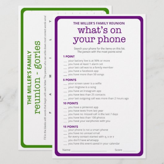 Family Reunion Ice Breaker 2 in 1 games (Voorkant / Achterkant)