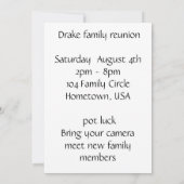 Family Reunion Invitation Card Kaart (Achterkant)