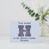 Family Reunion Invitation Letter H Mosaic Monogram Briefkaart (Staand voorkant)