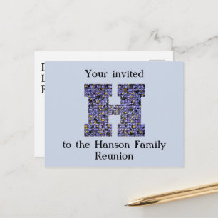 Family Reunion Invitation Letter H Mosaic Monogram Briefkaart
