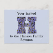 Family Reunion Invitation Letter H Mosaic Monogram Briefkaart (Voorkant)