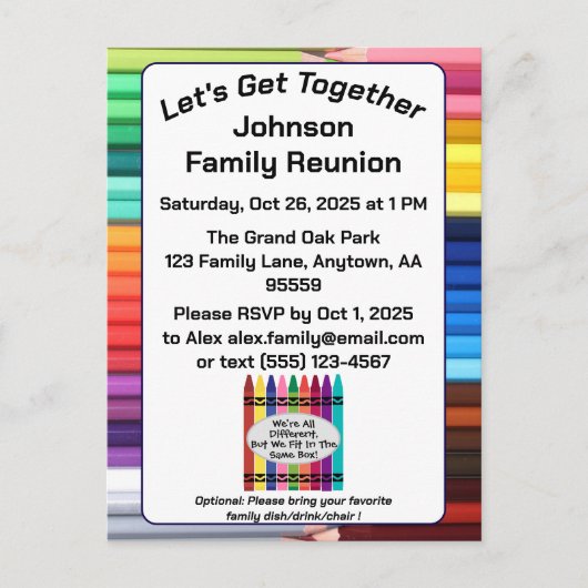 Family Reunion Invitation Postcard Briefkaart (Voorkant)