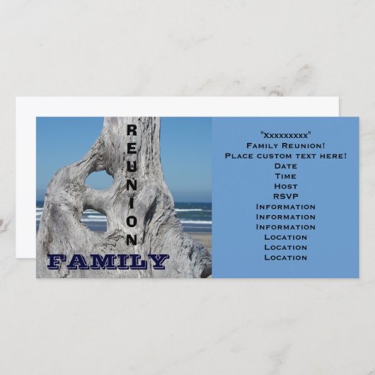 Family Reunion Invitations Ocean strand Blue Waves (Voorkant / Achterkant)